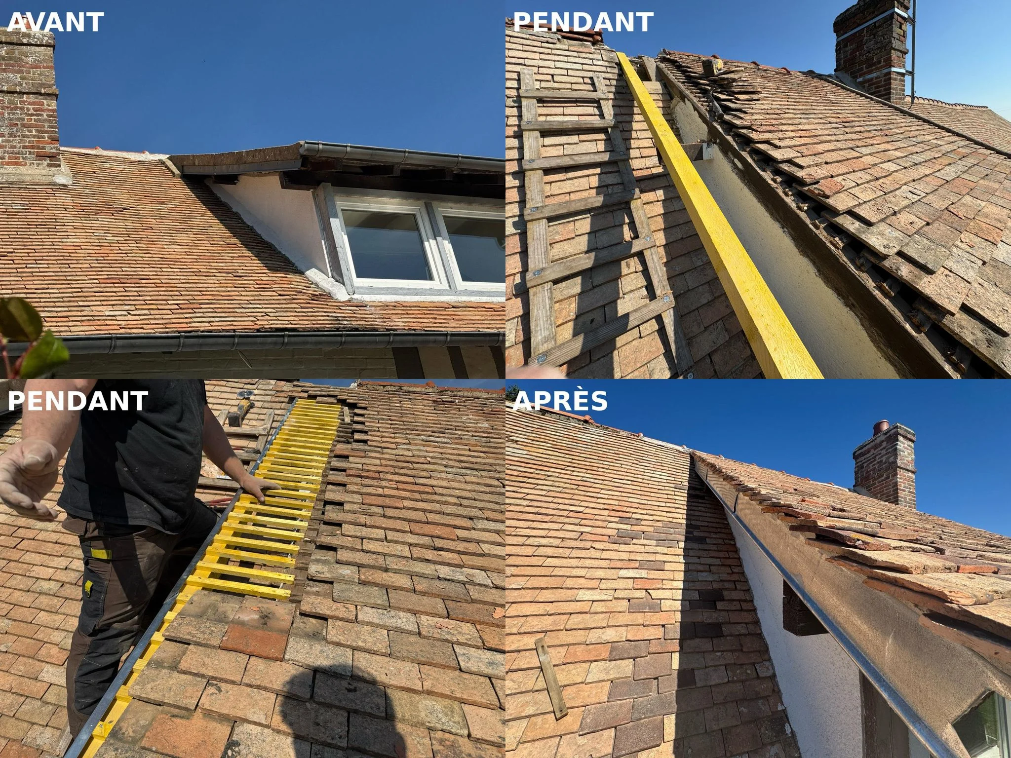 Couvreur Rouen rénovation toiture avant pendant après